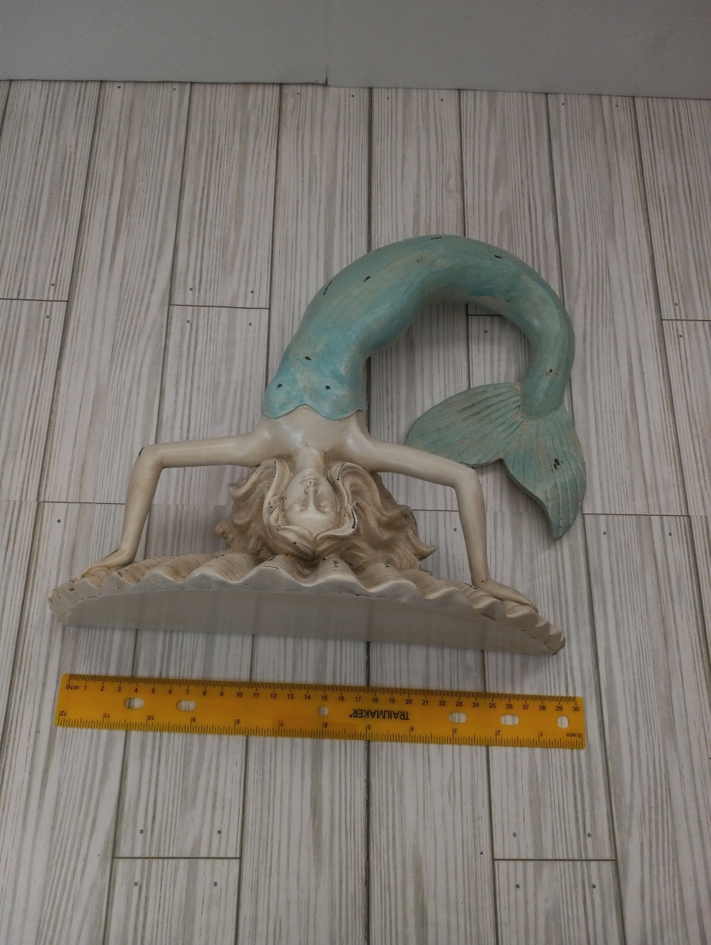 Nautical Mermaid Holding Clam Shell Wall Display Shelf Decor - Picture 6 of 7